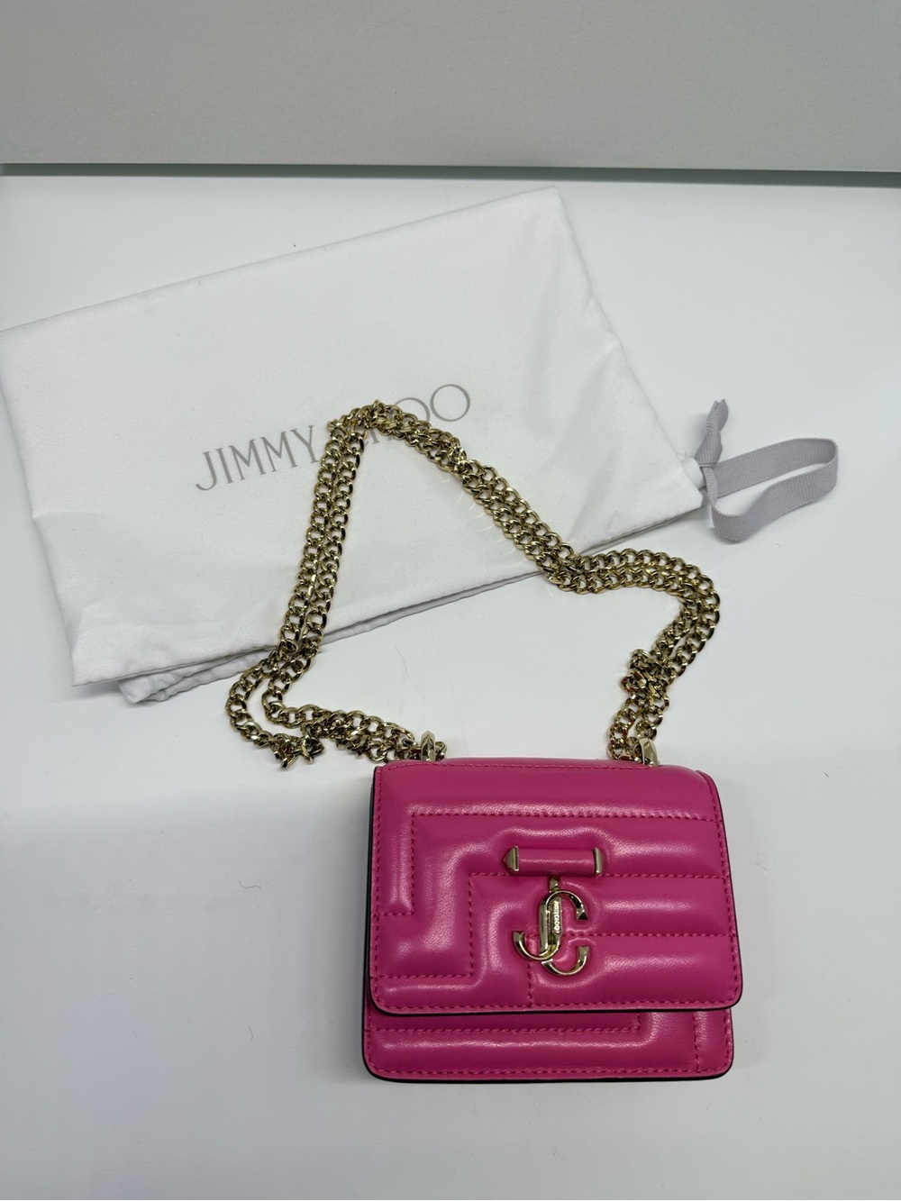 Jimmy Choo Hot Pink Quilted Micro Varenne Shoulder bag